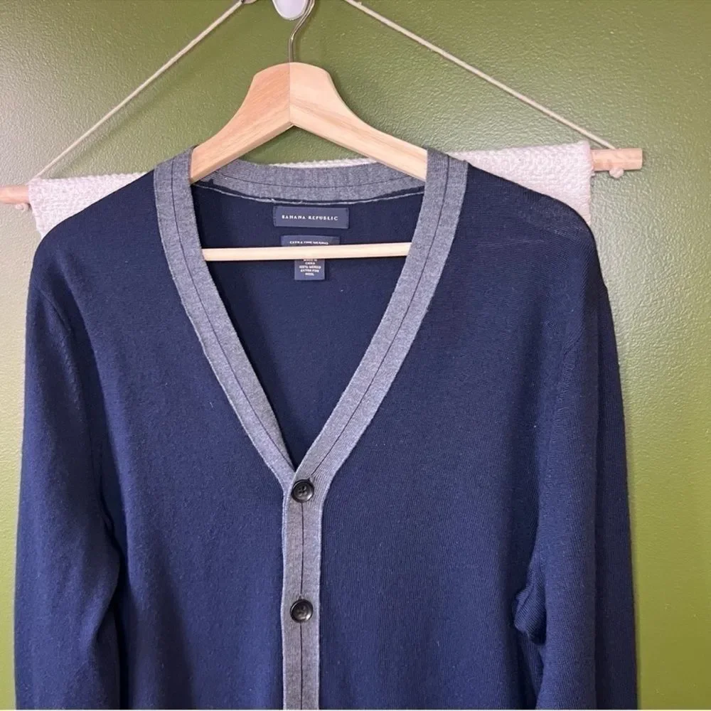 Banana Republic Navy V-Neck Merino Cardigan